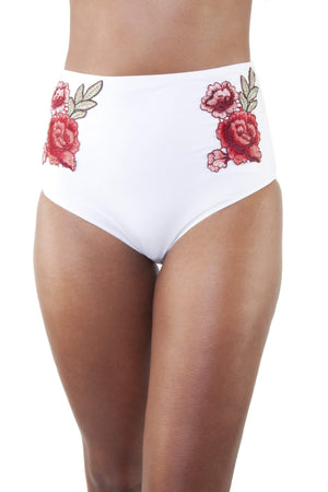 Embroidered High Waist Bikini Brief