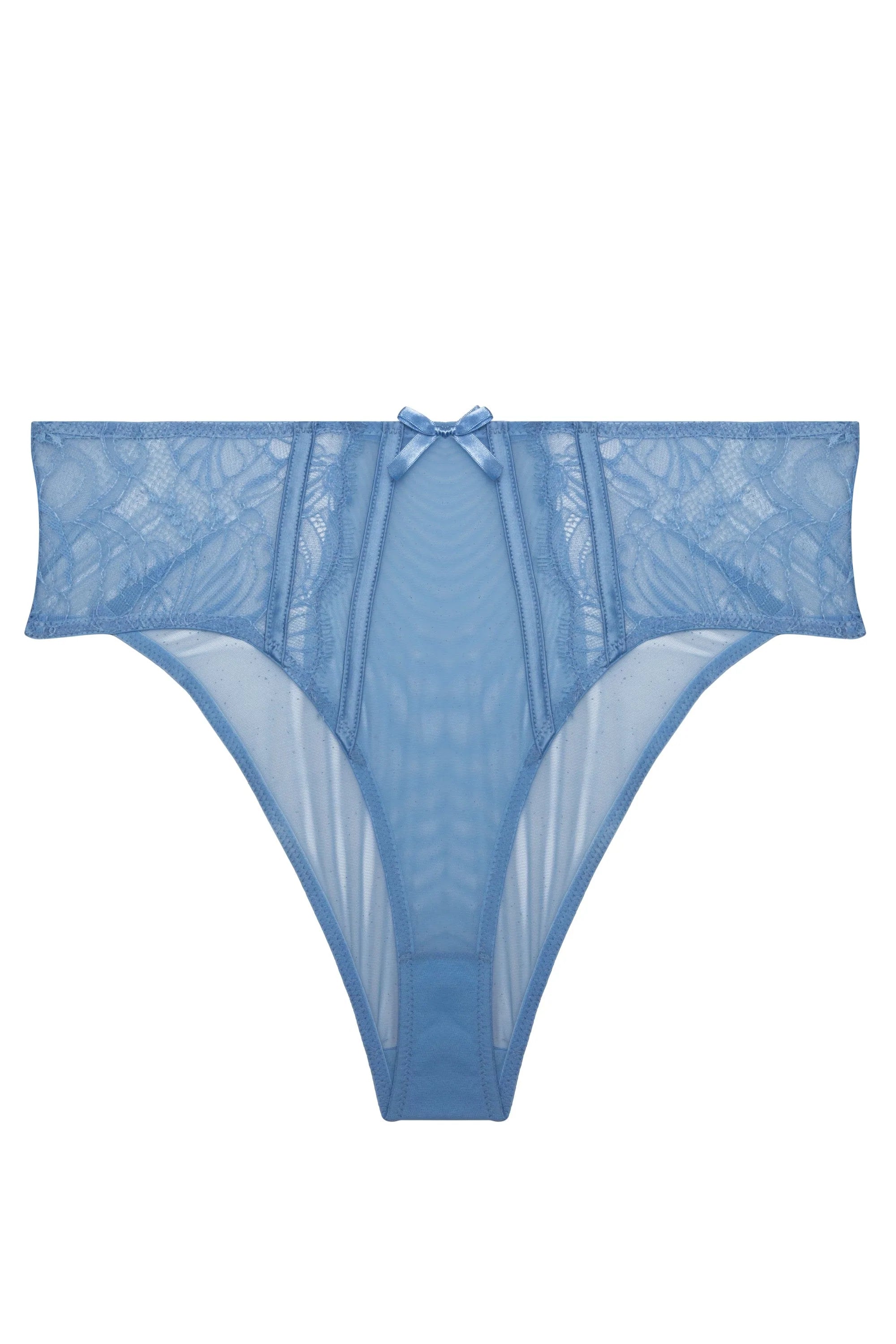 Fallon Cornflower Blue Lace and Mesh Midi Brief – Playful Promises