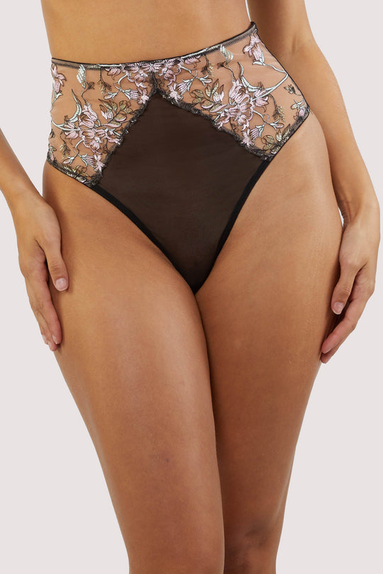 Mayla Floral Embroidered High Waisted Thong