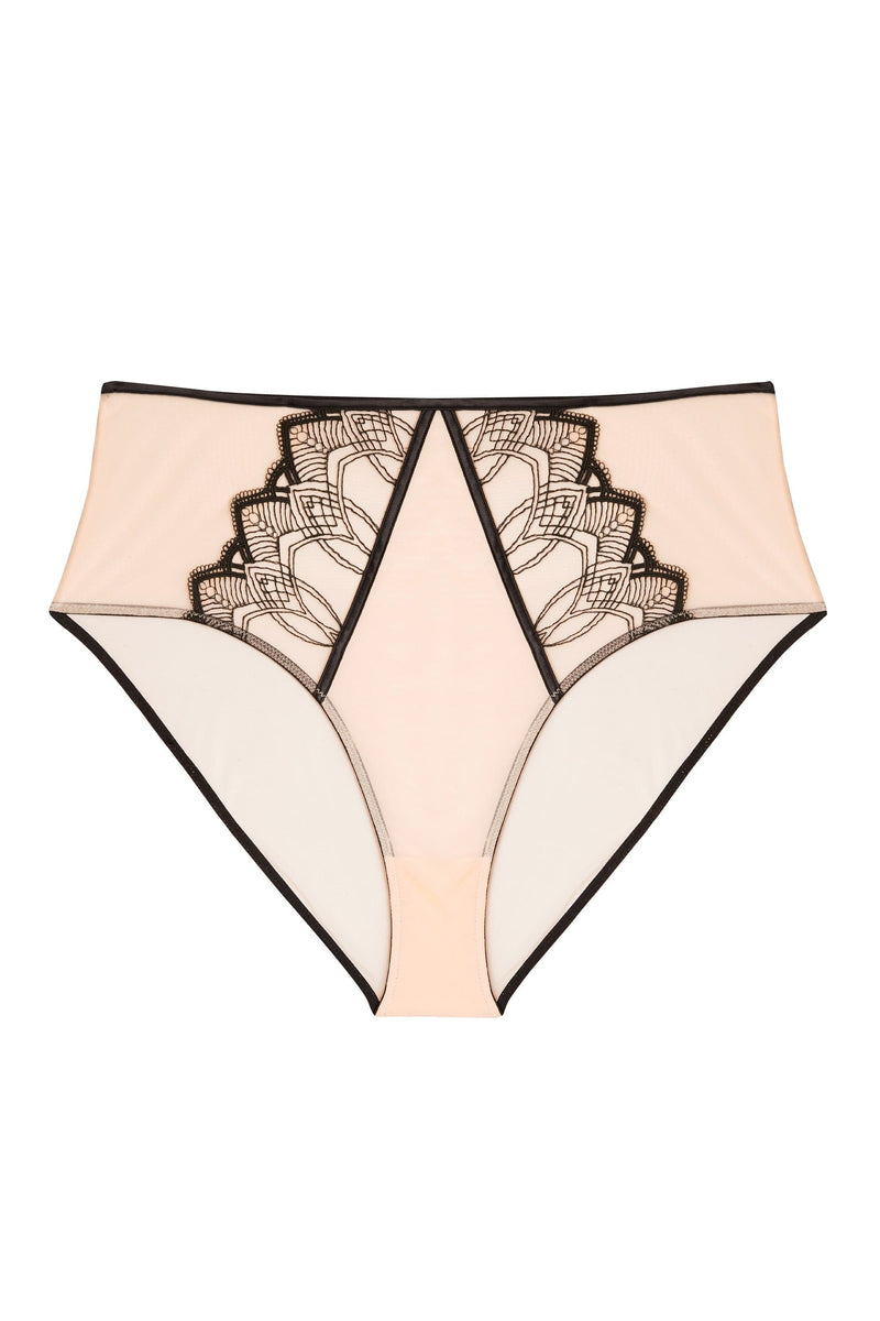 Clara Latte And Black Lace High Waisted Brief – Playful Promises