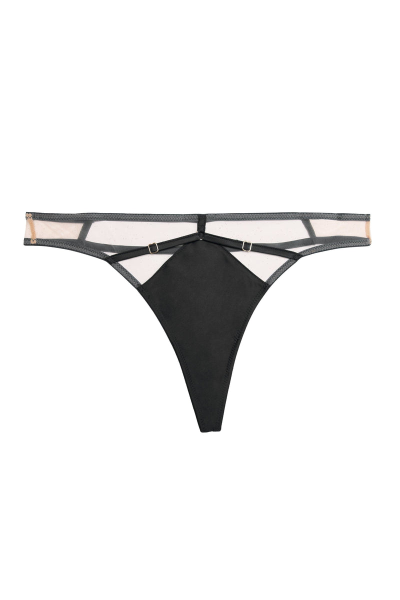 Product Cut Out of black mesh thong