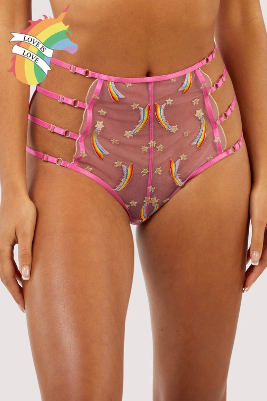 Coccinelle Rainbow Shooting Star Pride Embroidery High Waisted Brief