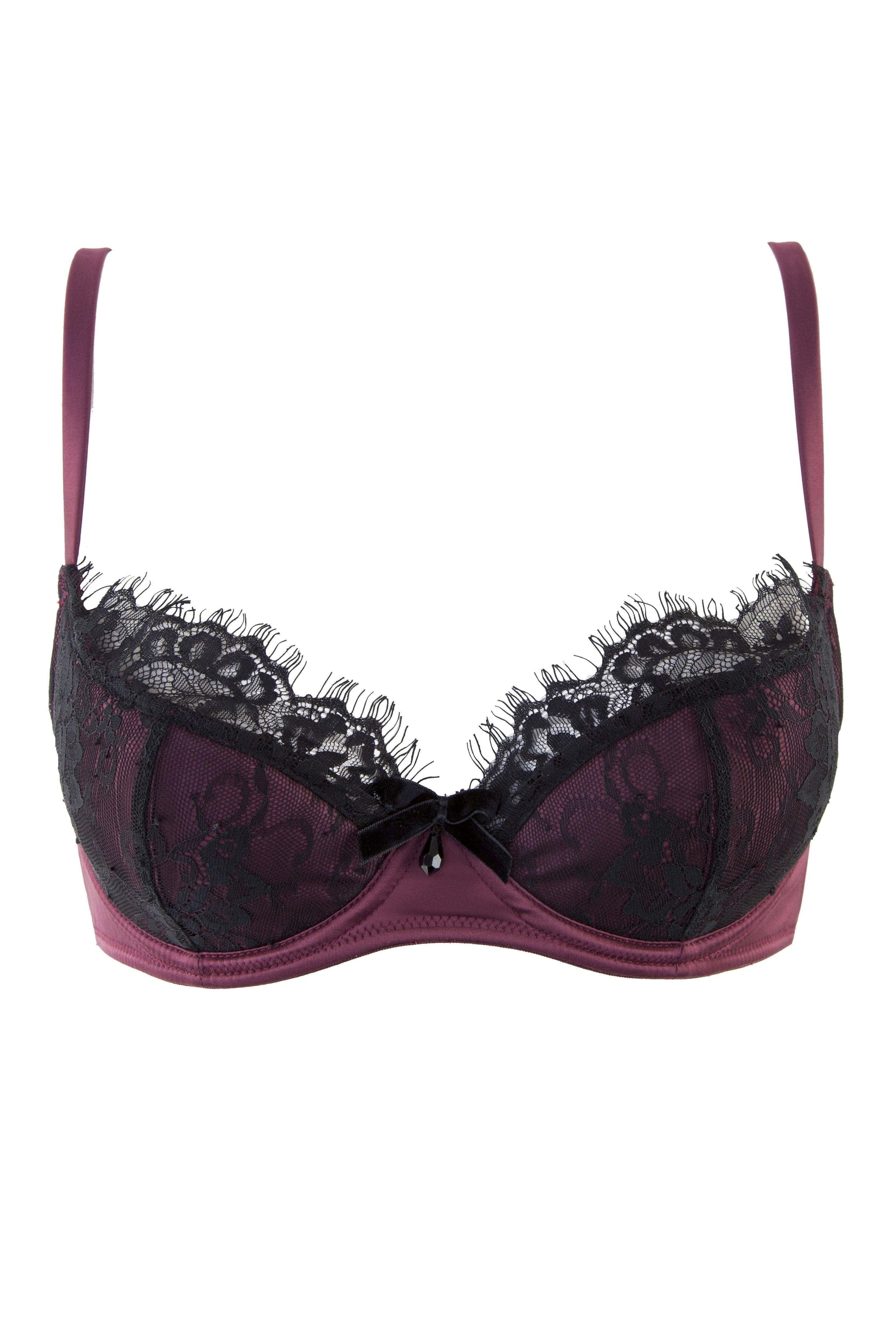 Karine Lace Overlay Bra Wine/Black DD-G Cups