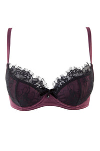 Karine Lace Overlay Bra Wine/Black DD-G Cups