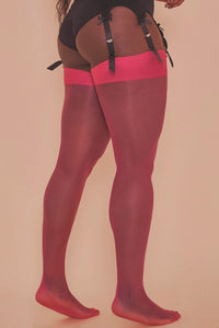 Pink Peacock Seamed Stockings