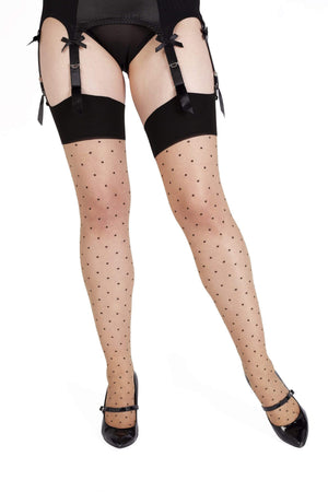 Dotty Seamed Stockings Bow Light