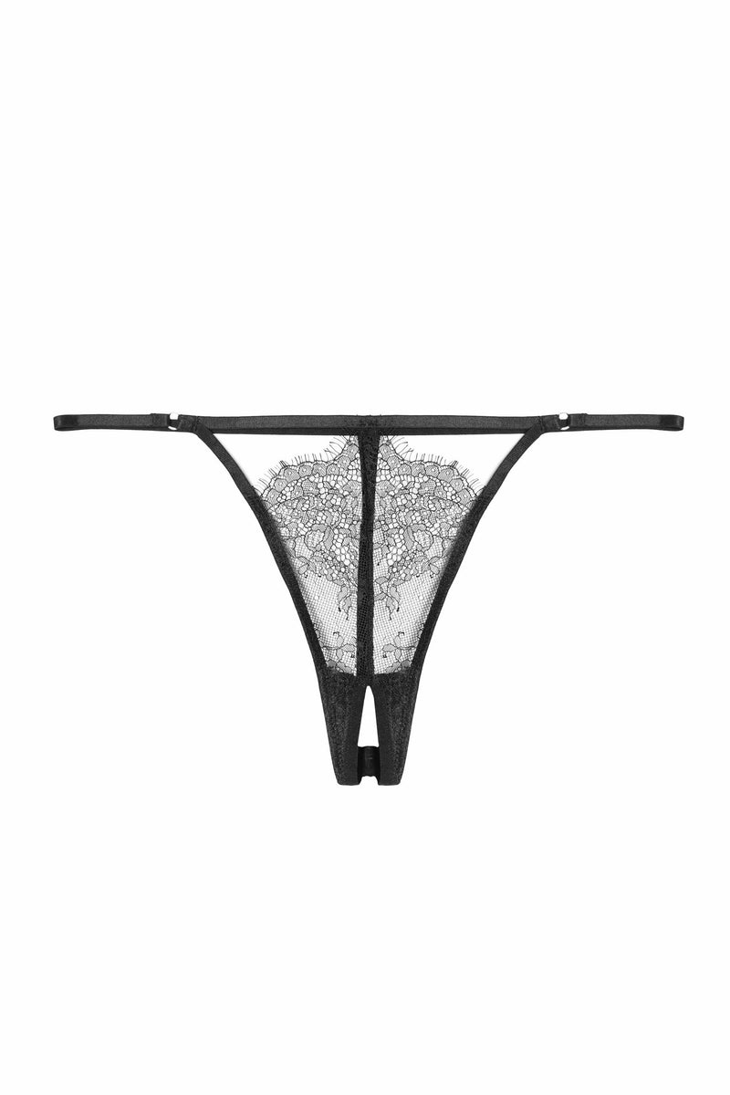 Black Lace Strappy Crotchless Thong – Playful Promises