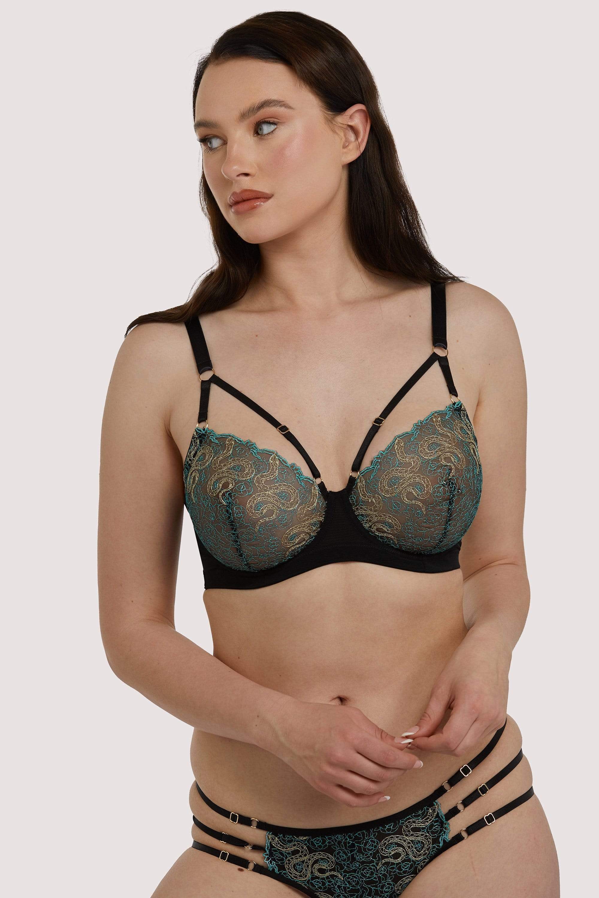 Dakota Green & Gold Snake Bra – Playful Promises