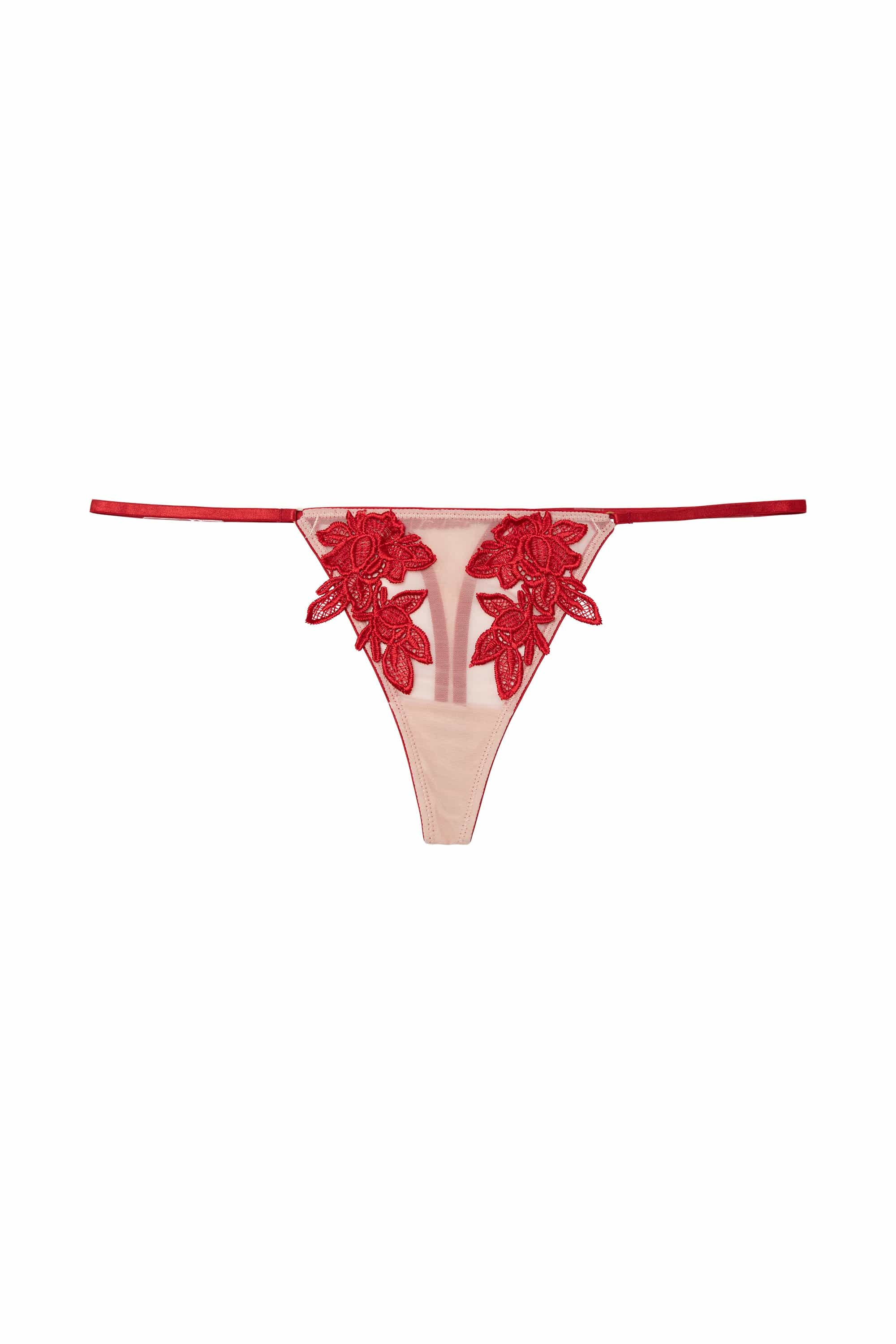 Brooke Red Applique Thong