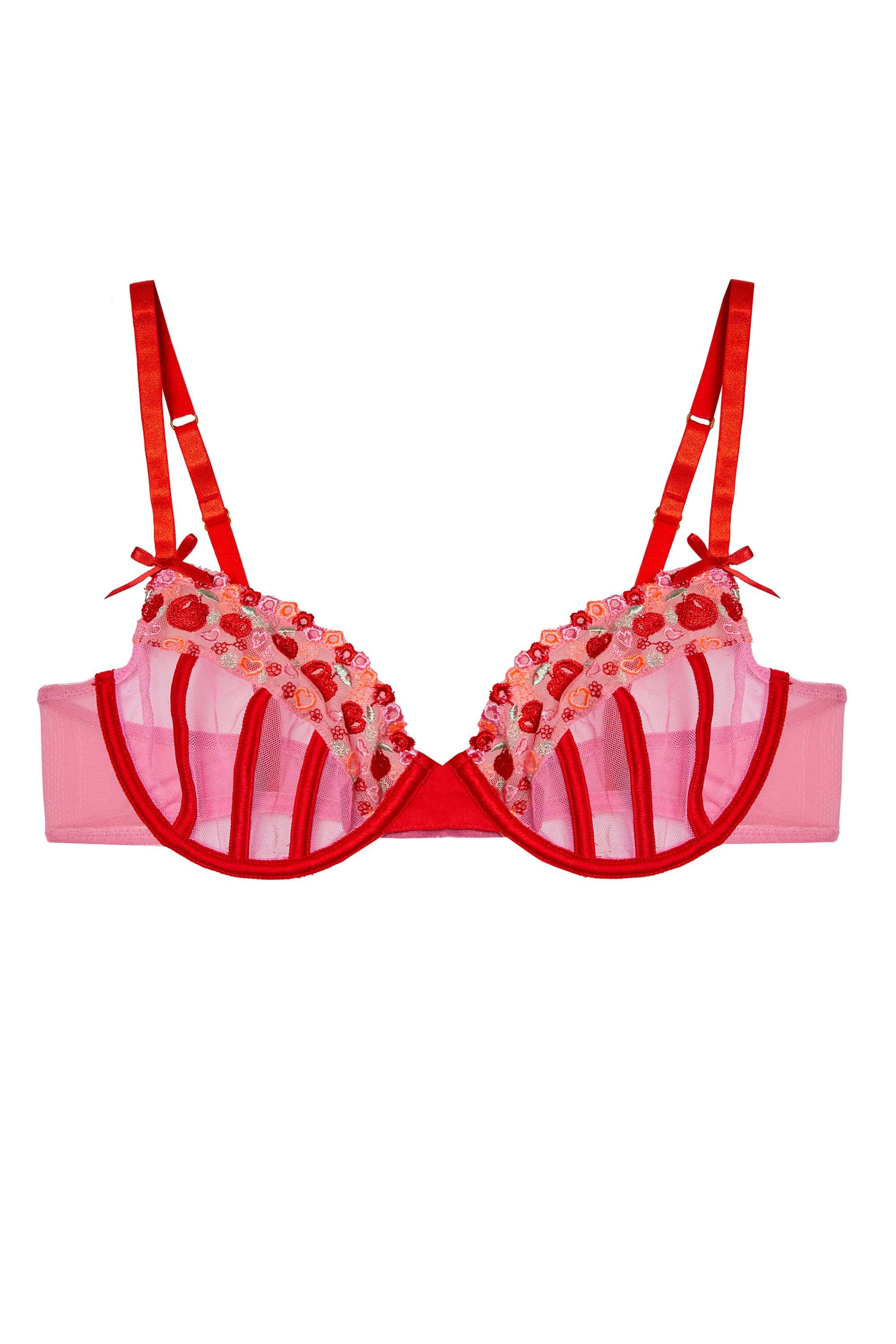 Charli Pink Embroidered Balcony bra – Playful Promises