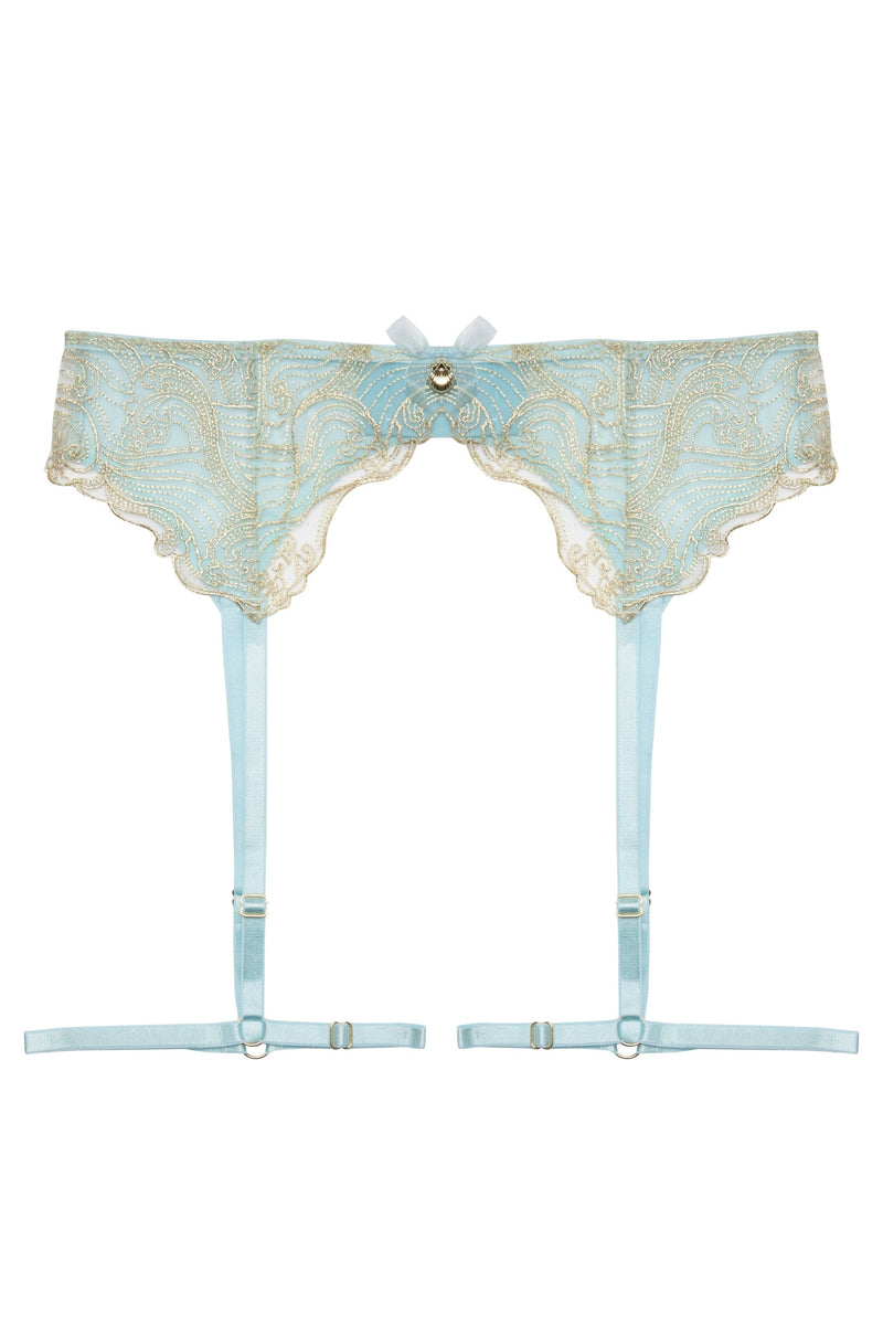 Ayaka Blue Wave Embroidery Suspender Belt with Leg Harness Playful Promises Ayaka Blue Wave Embroidery Suspender Belt with Leg Harness Playful Promises