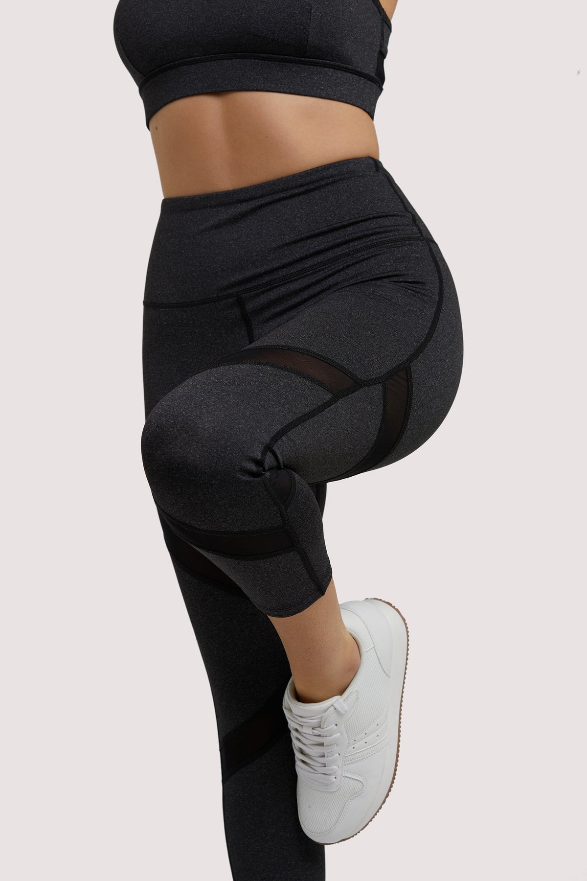 Grey Marl Mesh Panel Crop Leggings – Playful Promises