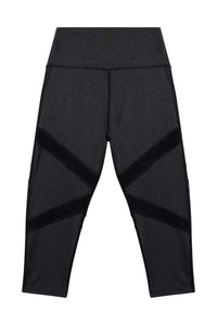 Grey Marl Mesh Panel Crop Leggings