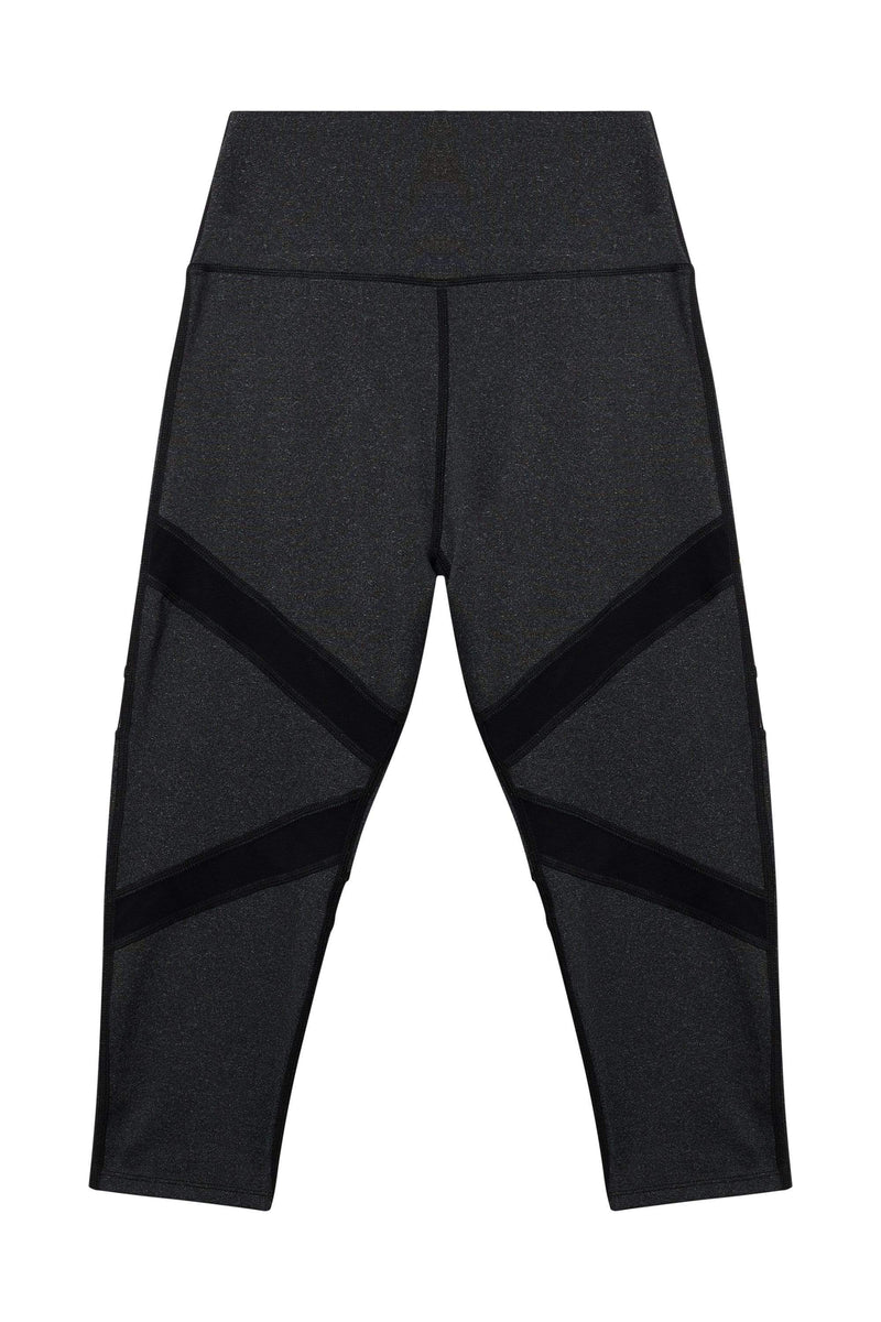Grey Marl Mesh Panel Crop Leggings