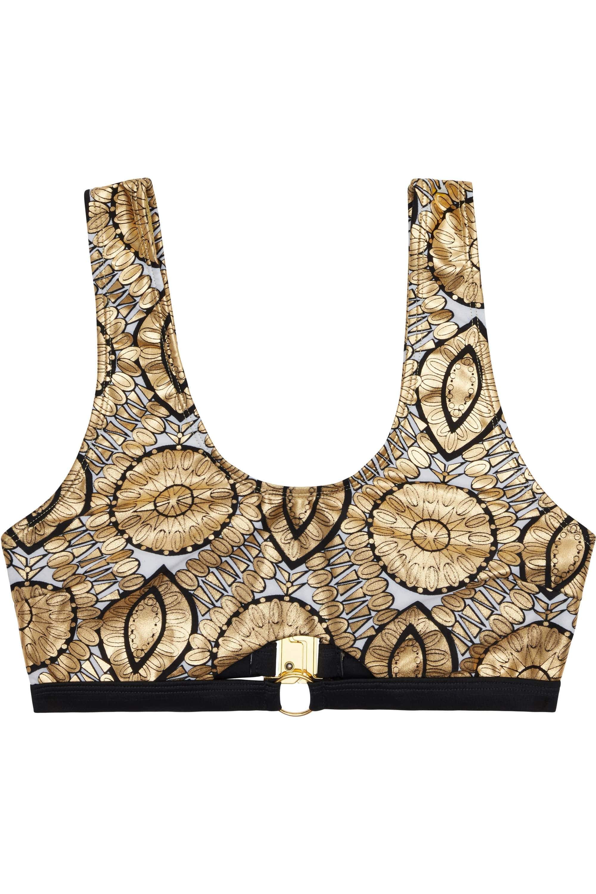 Wolf & Whistle Gold foil tile and black printed crop top