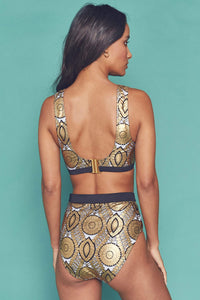 Wolf & Whistle Gold foil tile and black printed crop top