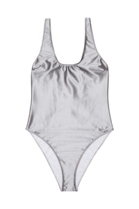 Wolf & Whistle Metallic scoop swimsuit silver