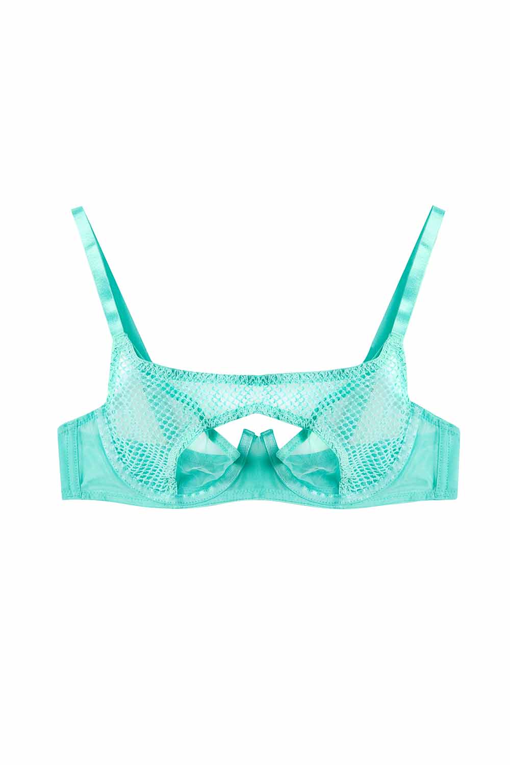Greta Mint Fishnet Overbust Wired Bra