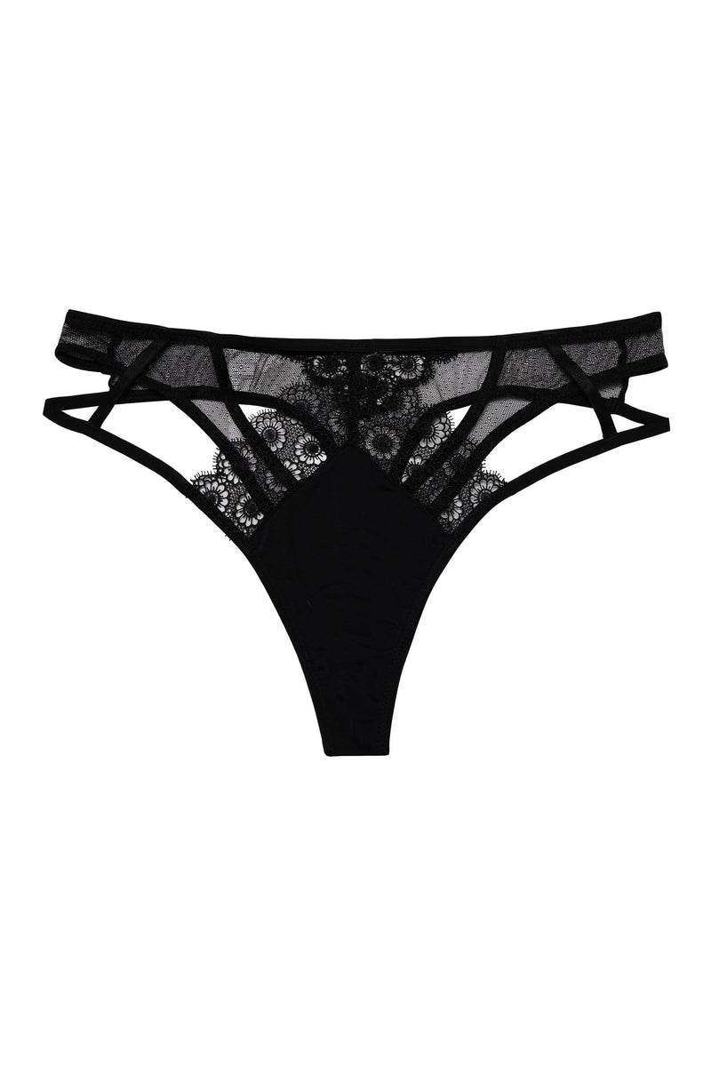 Elva Black High Waist Thong