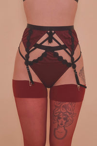 Hallie Wine & Black Lace Suspender