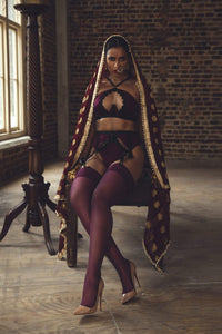 Hallie Wine & Black Lace Suspender