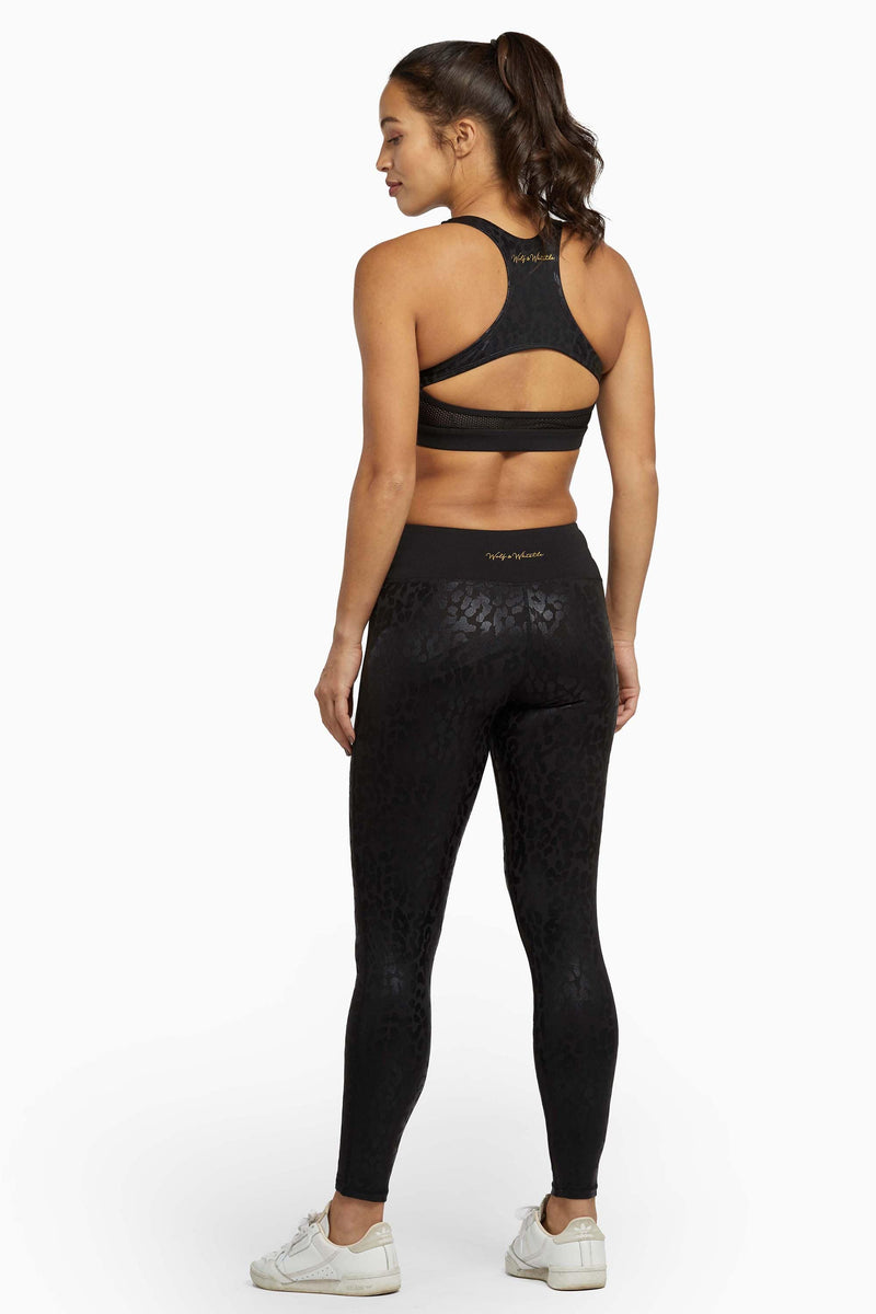 Wolf & Whistle Black Wet Look Leopard Back High Waist Leggings