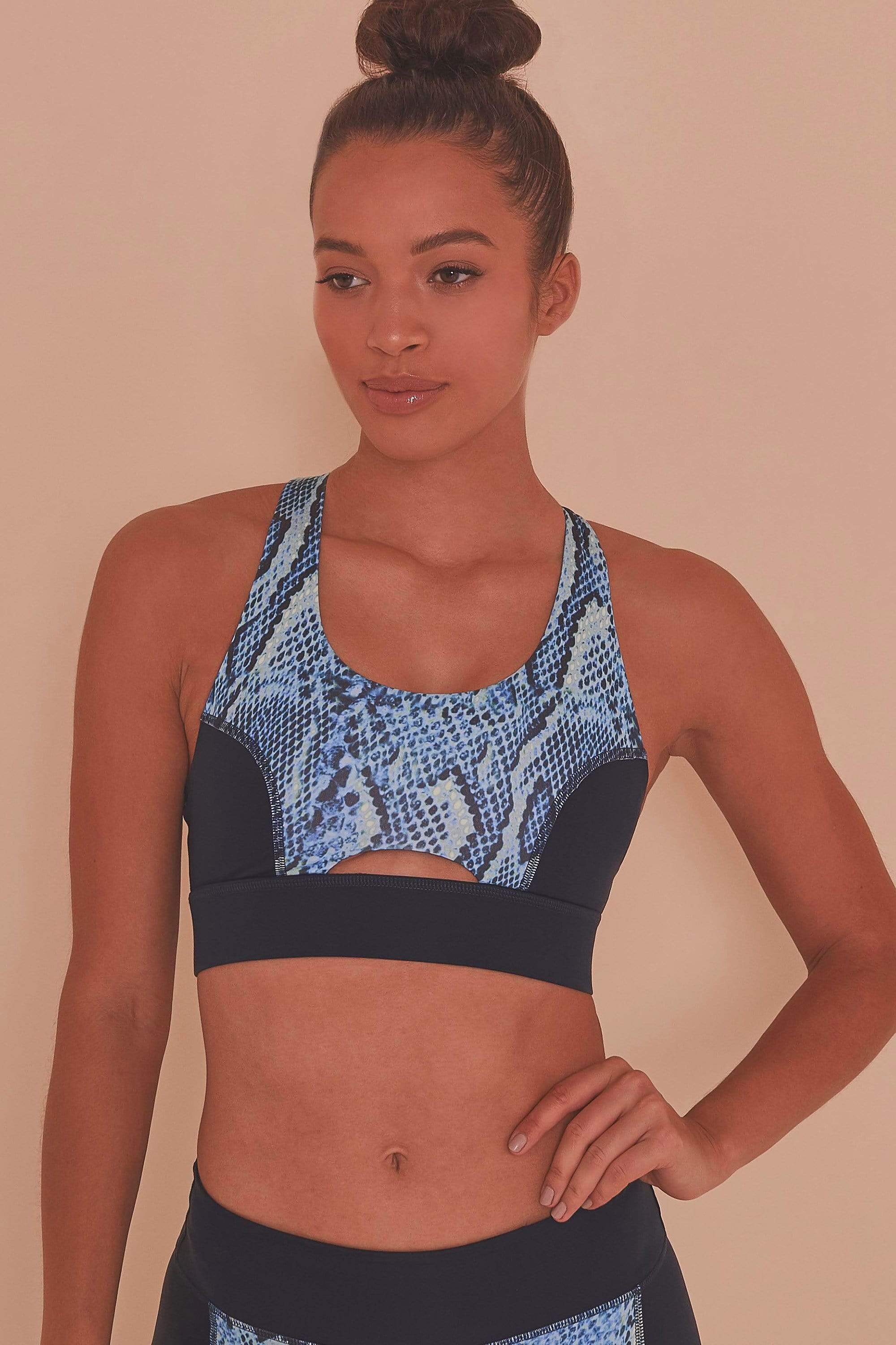 Blue snake print Sports bra