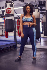 Blue womens snake print gym set