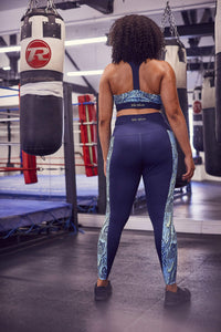 Blue snake print womens gym set