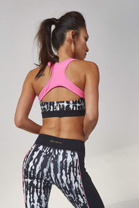 Pink and Black Tie Dye Sports Bra