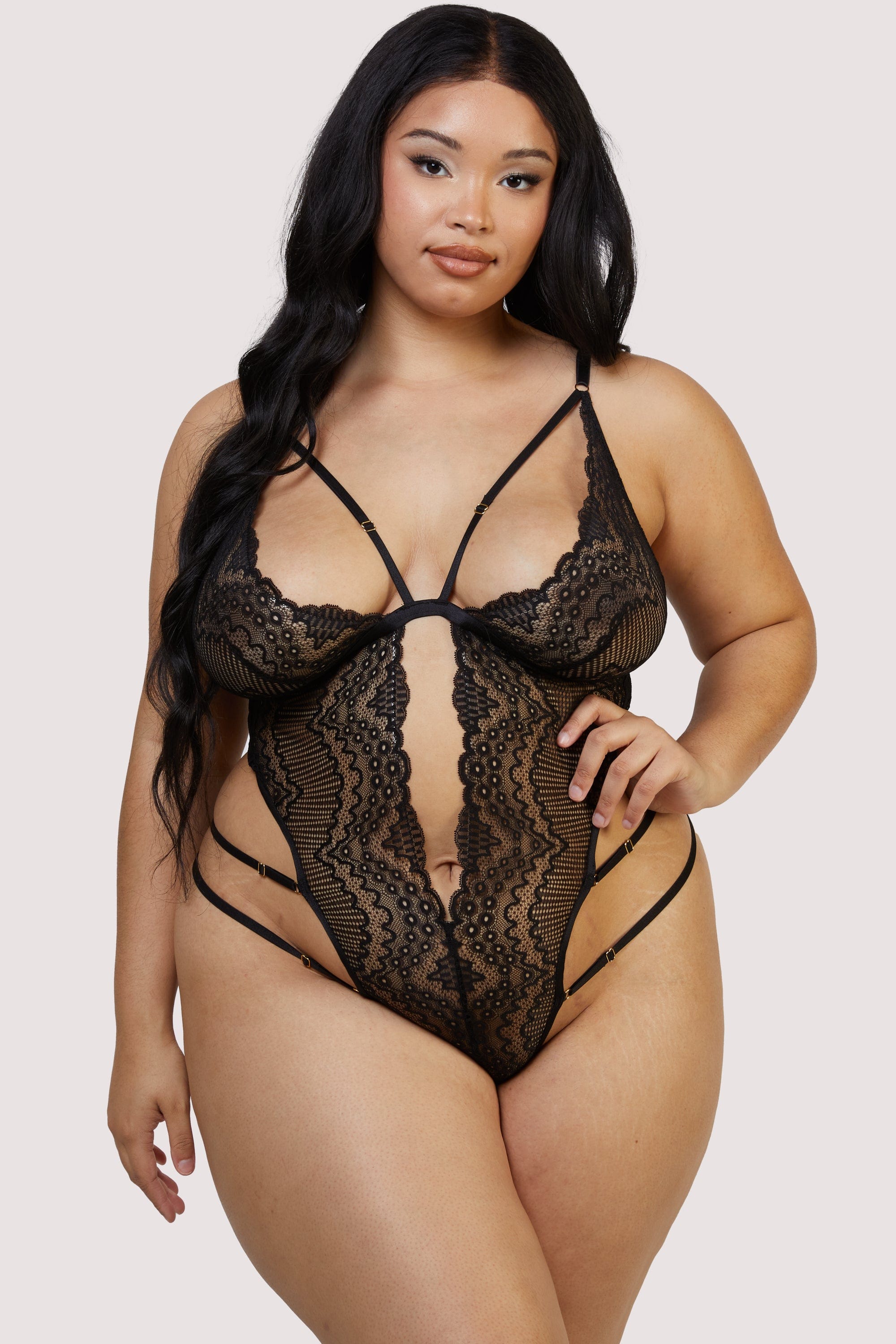 Skylar Black Rose Lace and Mesh Triangle Body