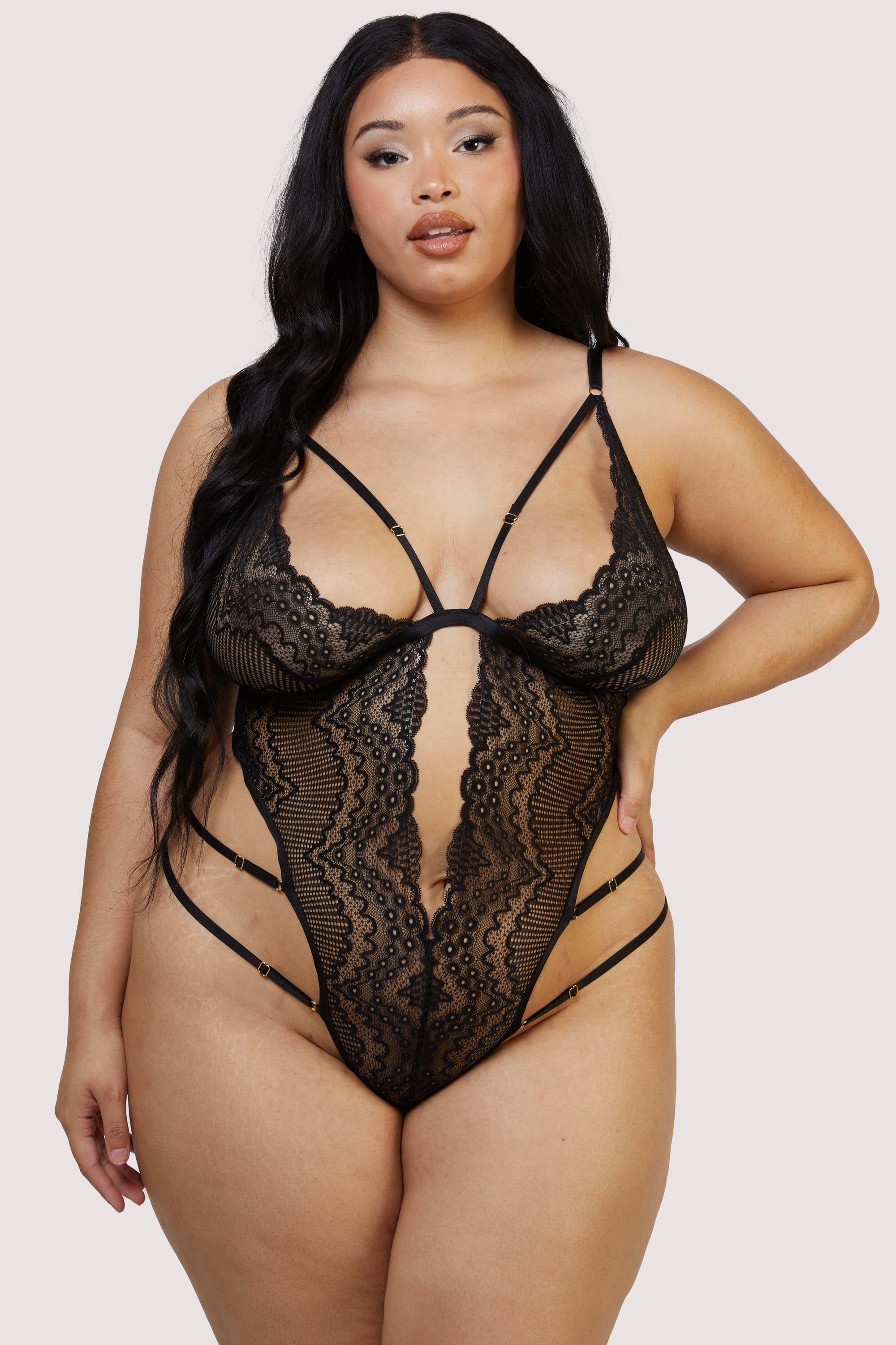Skylar Black Rose Lace and Mesh Triangle Body