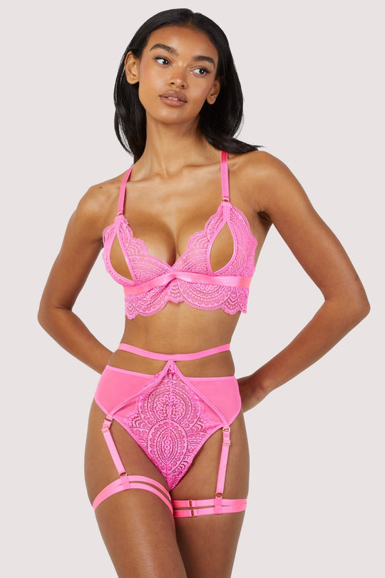 Demi Pink Lace Triangle Set