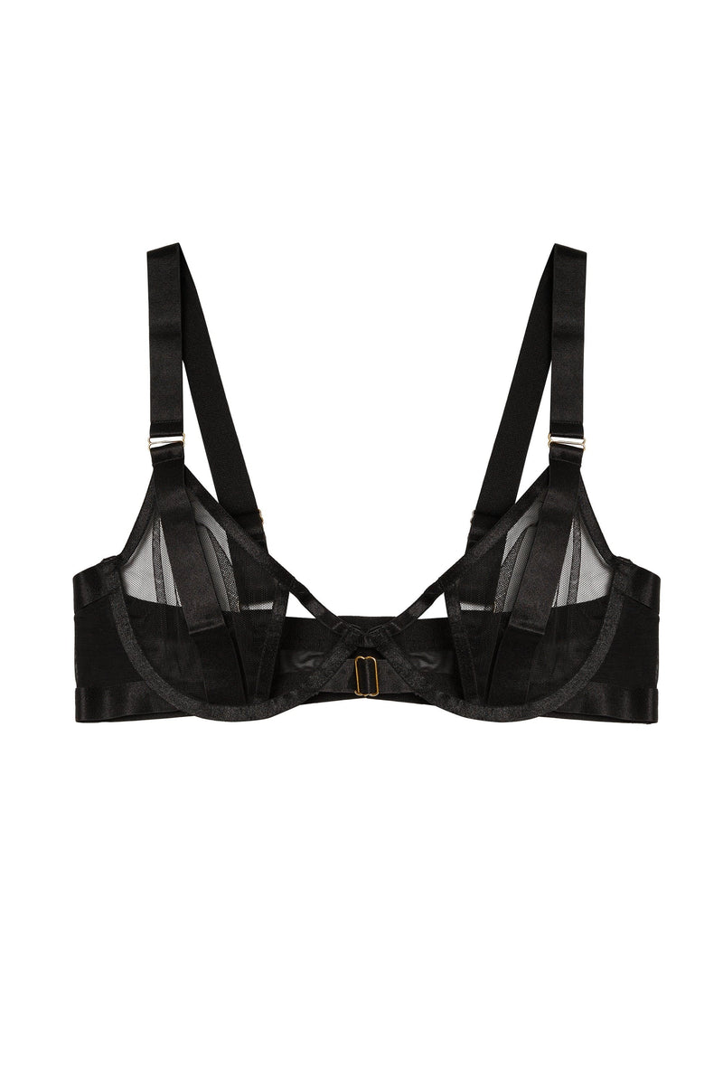 Black Organic Jersey Bralette With Sheer Mesh Details See Through Mesh and  Jersey Lingerie for Women -  Canada