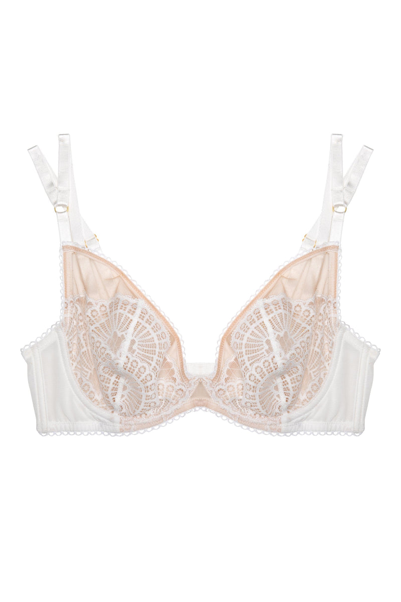 Carmen White Lace Plunge Bra