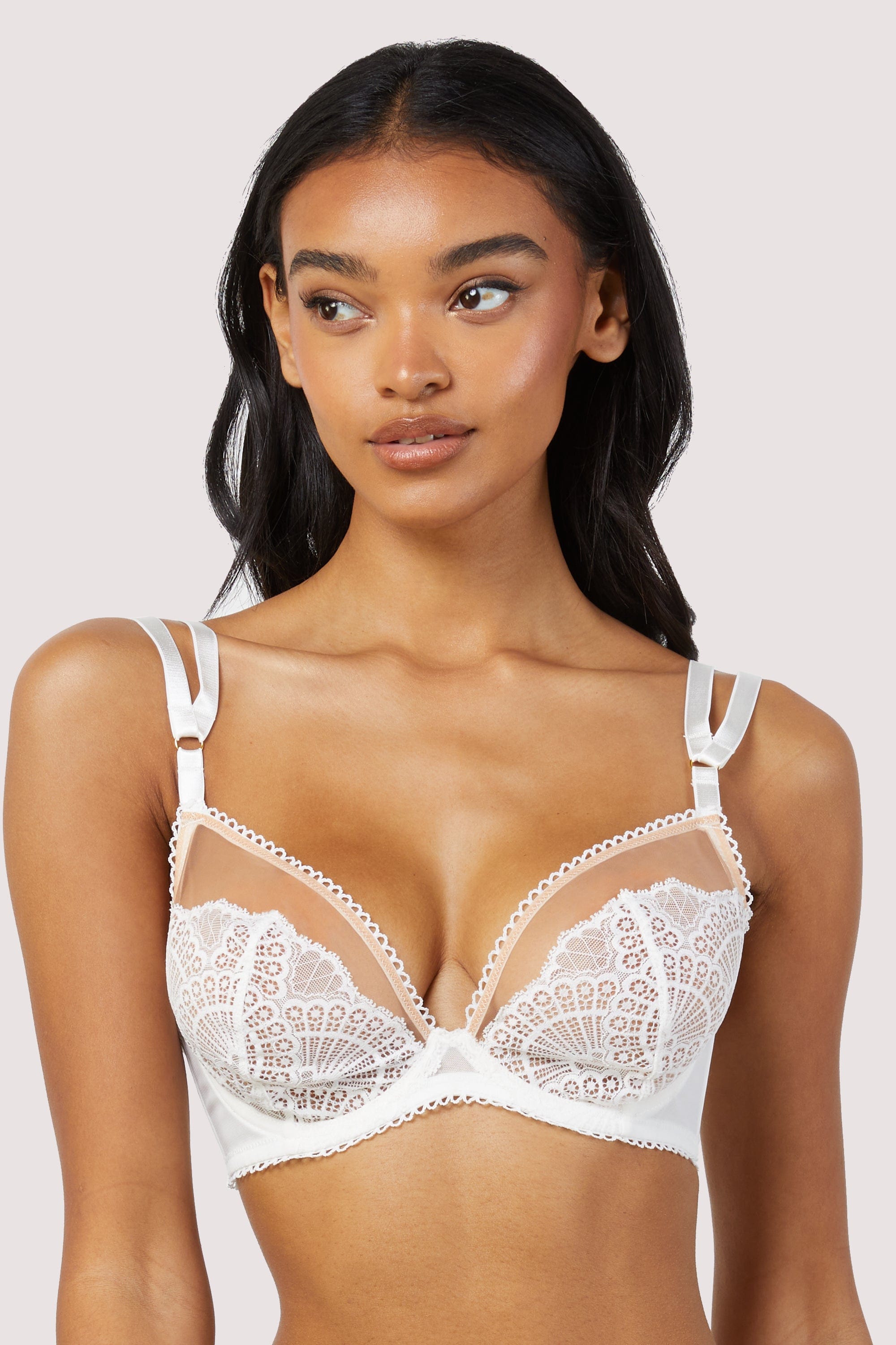 Carmen White Lace Plunge Bra