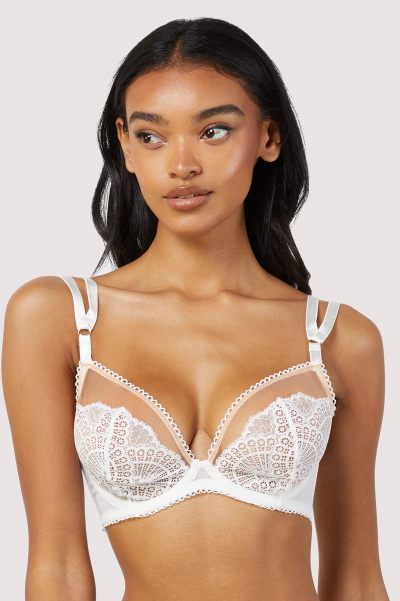 Carmen White Lace Plunge Bra