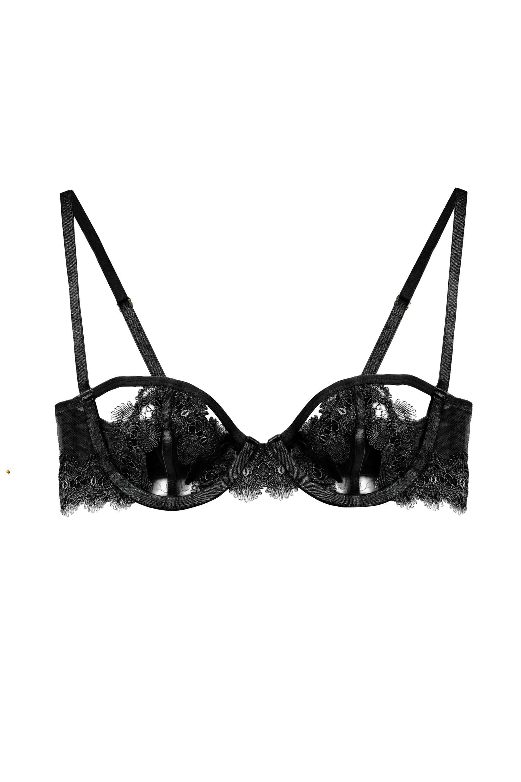 Cora Black Mesh And Trim Balconette Bra