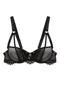 Kennedy Black Strappy Mesh and Lace Balconette Bra