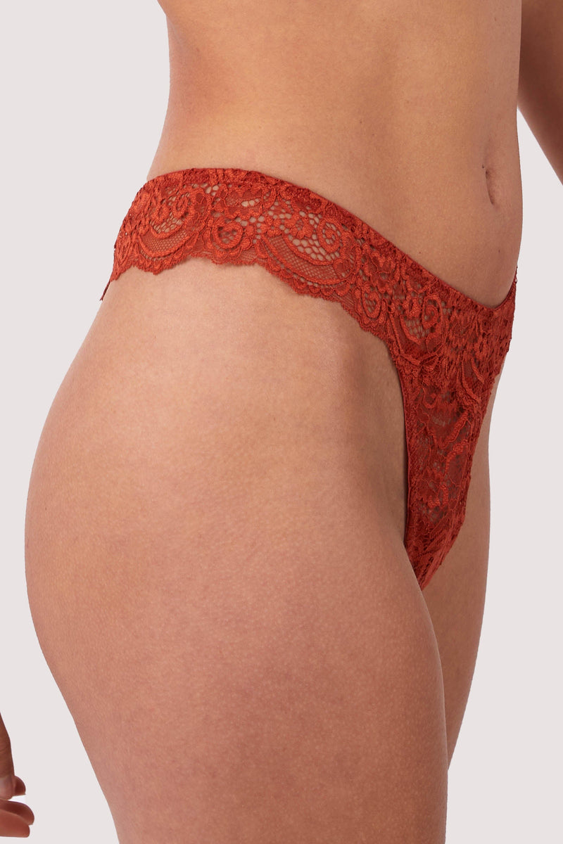 Ariana Ginger Lace Thong – Playful Promises