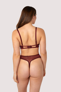Eva Dark Cherry Graphic Embroidery High Waist Thong