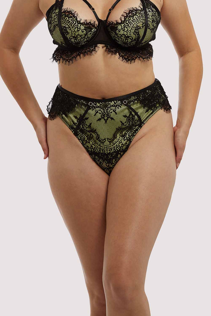 Nora Lime Net and Lace Thong