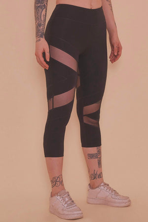 & Mesh Panel Crop Leggings