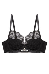 Saretta Black Stripe Mesh and Lace Set