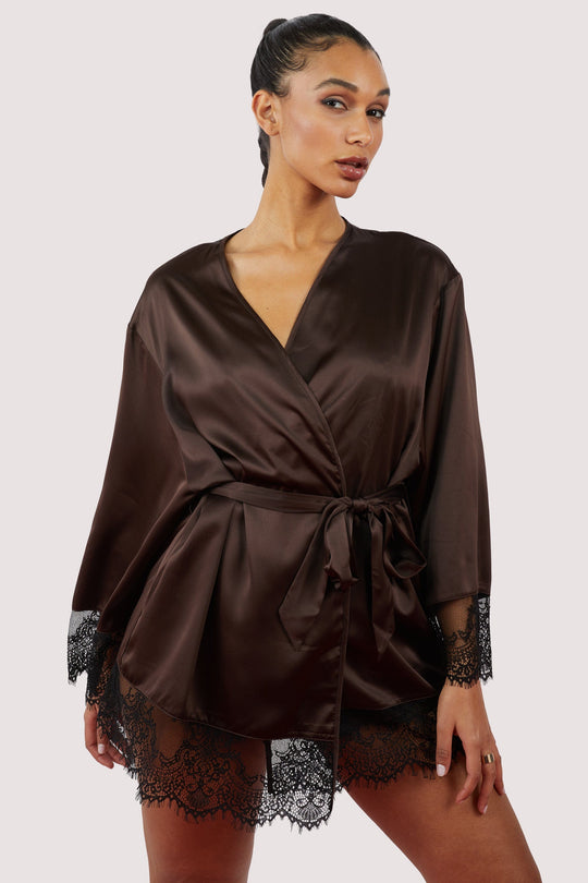 Alaia Chocolate Brown Caged Kimono