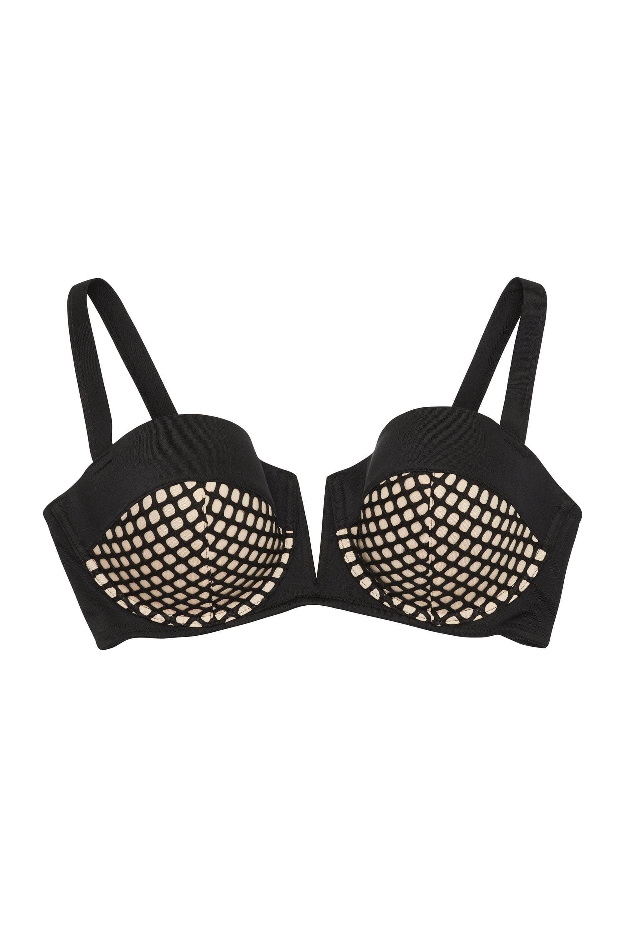 Cyra Fishnet Panel Underwired Bikini Top Curve