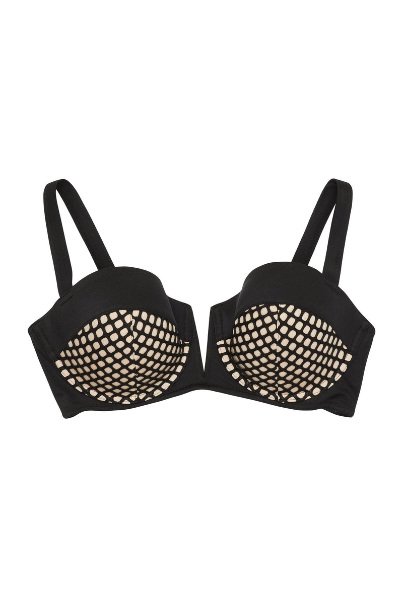 Cyra Fishnet Panel Underwired Bikini Top Curve