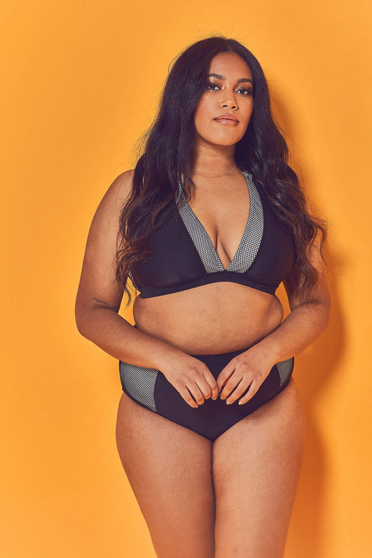 Fishnet Panel Bikini Top Curve