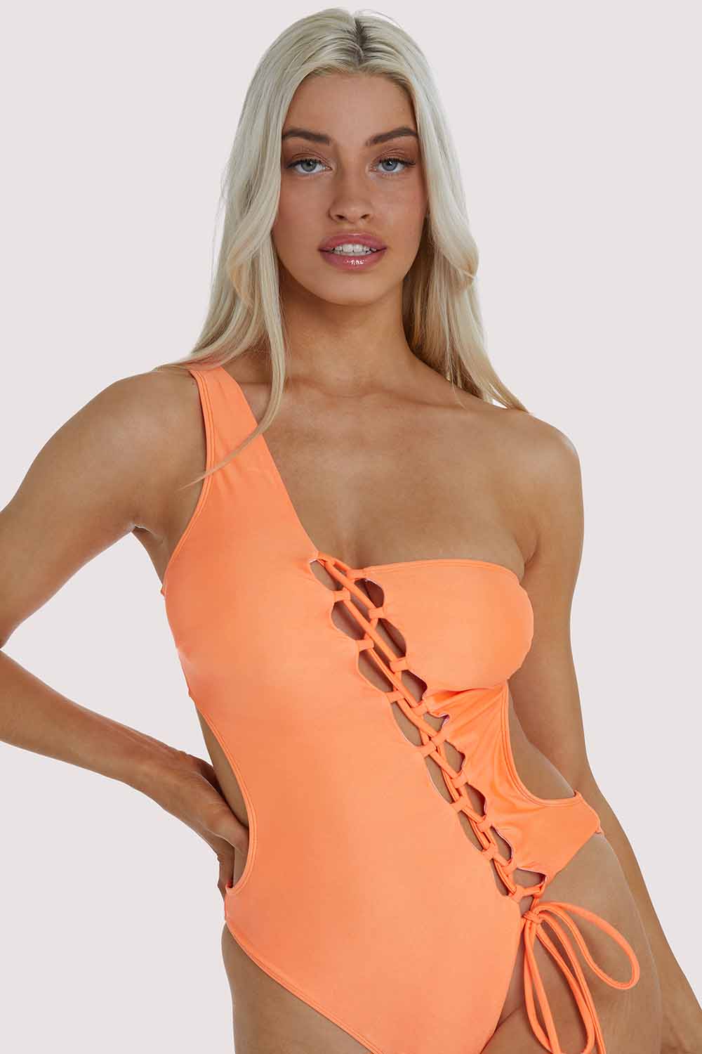 Orange lace on sale up swimsuit