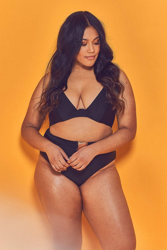 Katya Black Exposed Cradle Bikini Top Curve